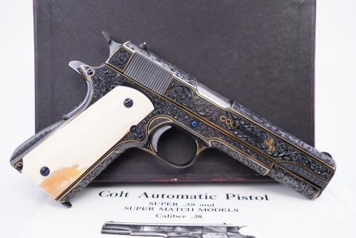 Derek Fernelius Engraved Pre-War Colt Super .38 Semi Automatic
