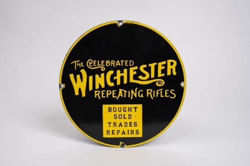 Celebrated Winchester Repeating Rifles Porcelain Advertising Sign