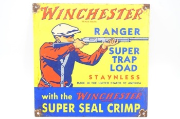 Vintage Winchester Range Super Trap Load Porcelain Sign