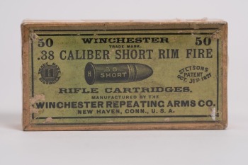 Sealed Vintage Ammunition Box of Winchester .38 Caliber Short Rimfire