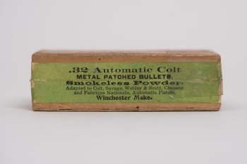 Sealed Vintage Ammunition Winchester Box .32 ACP., Orange Label Dated "10-8".