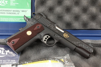 Colt Custom Shop Gold Armory Engraved Government Model .45 ACP 5" National Match Semi Auto Pistol & Box