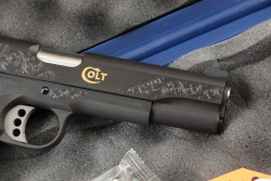 Colt Custom Shop Gold Armory Engraved Government Model .45 ACP 5" National Match Semi Auto Pistol & Box - 25
