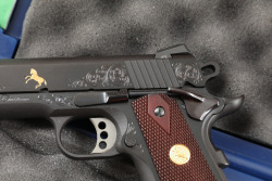 Colt Custom Shop Gold Armory Engraved Government Model .45 ACP 5" National Match Semi Auto Pistol & Box - 27