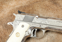 Colt Mark IV Series &lsquo;70 Gold Cup Model 1911 .45 ACP, Nickel, Custom Engraved & Ivory Grips - 3