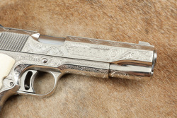 Colt Mark IV Series &lsquo;70 Gold Cup Model 1911 .45 ACP, Nickel, Custom Engraved & Ivory Grips - 4