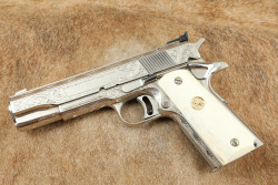 Colt Mark IV Series &lsquo;70 Gold Cup Model 1911 .45 ACP, Nickel, Custom Engraved & Ivory Grips - 5
