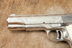 Colt Mark IV Series &lsquo;70 Gold Cup Model 1911 .45 ACP, Nickel, Custom Engraved & Ivory Grips - 6