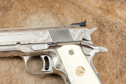 Colt Mark IV Series &lsquo;70 Gold Cup Model 1911 .45 ACP, Nickel, Custom Engraved & Ivory Grips - 7