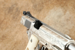 Colt Mark IV Series &lsquo;70 Gold Cup Model 1911 .45 ACP, Nickel, Custom Engraved & Ivory Grips - 18