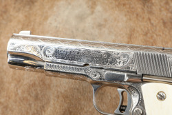 Colt Mark IV Series &lsquo;70 Gold Cup Model 1911 .45 ACP, Nickel, Custom Engraved & Ivory Grips - 21