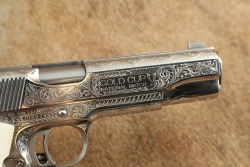 Colt Mark IV Series &lsquo;70 Gold Cup Model 1911 .45 ACP, Nickel, Custom Engraved & Ivory Grips - 23