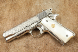 Colt Combat Commander 45 ACP Semi-Automatic Pistol, Nickel Engraved Pearl Grips 1982 - 20