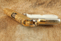 Colt Combat Commander .45 ACP Semi-Automatic Pistol, Gold-Plated Engraved, Pearlite Grips - 14