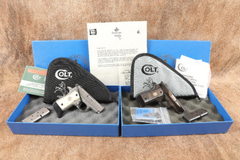 His and Her&rsquo;s Pair Colt Black Stallion & White Stallion Mustang .380 ACP Semi-Automatic Pistols Custom Shop Limited Edition Set (1993)