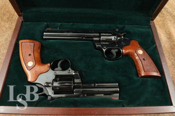 Consecutive Pair of Colt Boa SA/DA Revolvers 357 Magnum 6&rdquo; & 4&rdquo; Blued 1985 Display Case Ultra Rare