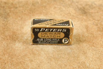 1 Full Box Of Vintage Peters &ldquo;Dewar Match&rdquo; 22 Long Rifle Match Ammunition