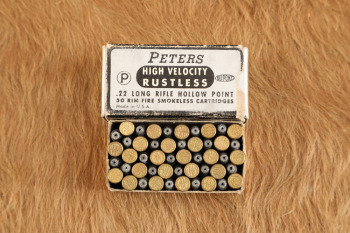 Vintage Peters High Velocity Rustless .22 Long Rifle Hollow Point One Piece Box Circa 1940s
