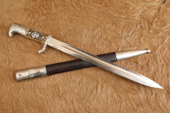 German WW2 WKC Berlin Municipal Police Stag Handle Long Dress Bayonet & Sheath