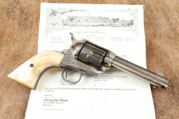 Colt 1st Generation Frontier Six Shooter SAA Nickel 4 3/4" .44-40 WCF Revolver & Letter, 1901 C&R