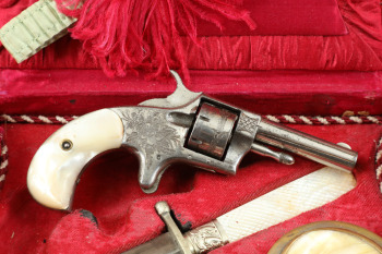 Engraved Blue Jacket No.1 .22 RF Cal. Single Action Revolver 2.25&rdquo; Accessories in Lady's Travel Case