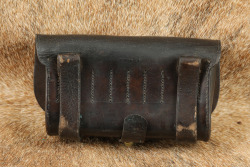CANFIELD COLLECTION US Army Indian Wars Early Hagner Number 2 .45-70 Trapdoor Springfield Leather Ammo Pouch W/ Round - 2