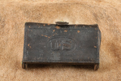 CANFIELD COLLECTION US Army Indian Wars .45-70 Trapdoor Springfield Early Anson Mills McKeever Leather Cartridge Box W/ Round & Nipple Wrench