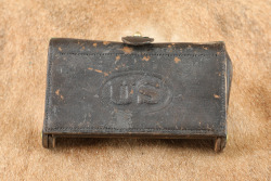 CANFIELD COLLECTION US Army Indian Wars .45-70 Trapdoor Springfield Early Anson Mills McKeever Leather Cartridge Box W/ Round & Nipple Wrench - 2