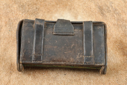 CANFIELD COLLECTION US Army Indian Wars .45-70 Trapdoor Springfield Early Anson Mills McKeever Leather Cartridge Box W/ Round & Nipple Wrench - 3