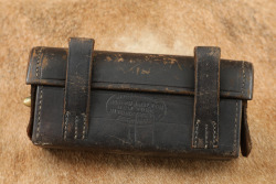 CANFIELD COLLECTION US Navy Indian Wars .45-70 Trapdoor Springfield M-1879 Hitchcock Leather Cartridge Box W/ Round - 2