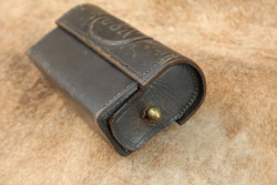 CANFIELD COLLECTION US Navy Indian Wars .45-70 Trapdoor Springfield M-1879 Hitchcock Leather Cartridge Box W/ Round - 4
