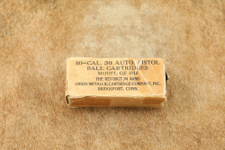 CANFIELD COLLECTION US Army WW1 Remington-UMC Box of 40x .30 Auto Pedersen Device Cartridges
