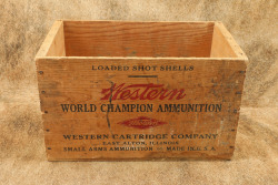 CANFIELD COLLECTION US Army WW2 U.S. PROPERTY Western 12 GA. 00 Buckshot 8x Boxes of 25x Shells in Wooden Cartridge Crate 15" x 9" x 9" - 2