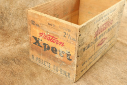 CANFIELD COLLECTION US Army WW2 U.S. PROPERTY Western 12 GA. 00 Buckshot 8x Boxes of 25x Shells in Wooden Cartridge Crate 15" x 9" x 9" - 4