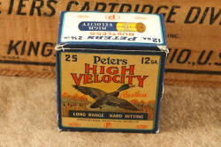 CANFIELD COLLECTION US Army WW2 U.S. PROPERTY Peters 12 GA. 00 Buckshot 20x Boxes of 25x Shells in Wooden Cartridge Crate 15" x 9" x 9" - 2