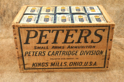 CANFIELD COLLECTION US Army WW2 U.S. PROPERTY Peters 12 GA. 00 Buckshot 20x Boxes of 25x Shells in Wooden Cartridge Crate 15" x 9" x 9" - 9