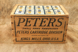 CANFIELD COLLECTION US Army WW2 U.S. PROPERTY Peters 12 GA. 00 Buckshot 20x Boxes of 25x Shells in Wooden Cartridge Crate 15" x 9" x 9" - 12