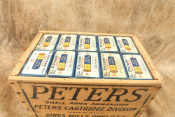 CANFIELD COLLECTION US Army WW2 U.S. PROPERTY Peters 12 GA. 00 Buckshot 20x Boxes of 25x Shells in Wooden Cartridge Crate 15" x 9" x 9" - 13