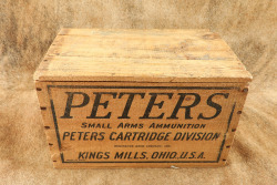 CANFIELD COLLECTION US Army WW2 U.S. PROPERTY Peters 12 GA. 00 Buckshot 20x Boxes of 25x Shells in Wooden Cartridge Crate 15" x 9" x 9" - 14