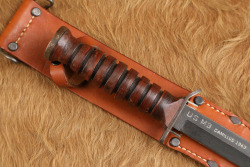 US Army WW2 D-Day Paratrooper Airborne Camillus Blade Dated M-3 Trench Knife & M-6 Leather Sheath - 2