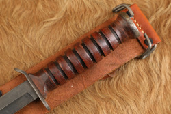 US Army WW2 D-Day Paratrooper Airborne Camillus Blade Dated M-3 Trench Knife & M-6 Leather Sheath - 6