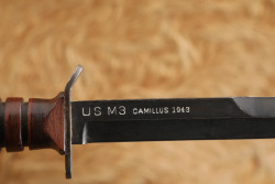 US Army WW2 D-Day Paratrooper Airborne Camillus Blade Dated M-3 Trench Knife & M-6 Leather Sheath - 10