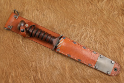 US Army WW2 D-Day Paratrooper Airborne Camillus Blade Dated M-3 Trench Knife & M-6 Leather Sheath - 12