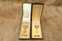Two Leatherette Cased U.S. Silver Star Medals & Bar Pins - 5