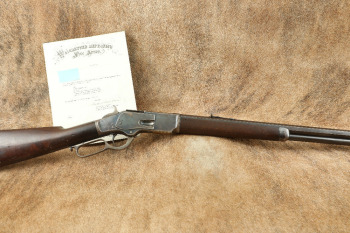 Set Trigger Winchester 1st Model 1873 24" Octagonal .44-40 WCF Lever Action Rifle & Letter, 1874 Antique