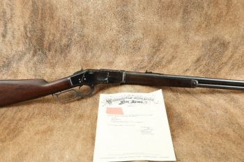 British Proofed Early Winchester 1st Model 1873 24" Round .44-40 Lever Rifle & Letter, 1875 Antique