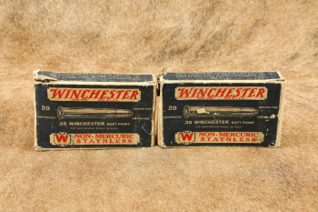 2 Vintage Boxes Of .35 Winchester Smokeless Soft Point Ammunition Circa 1932