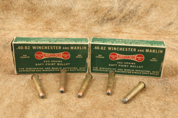 2 Vintage &ldquo;Dog Bone&rdquo; Logo Boxes Of Remington UMC Kleanbore .40-82 Winchester Cartridges