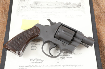 WWII US Colt Commando Model Parkerized 2" .38 Special Revolver & Letter, 1943 C&R