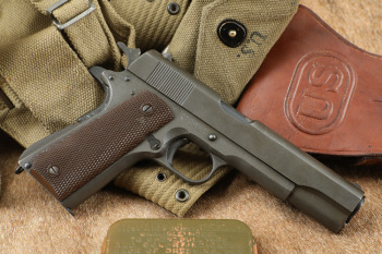 WWII US Remington Rand M1911A1 .45 ACP Military Semi-Automatic Pistol & Rig, 1944 C&R